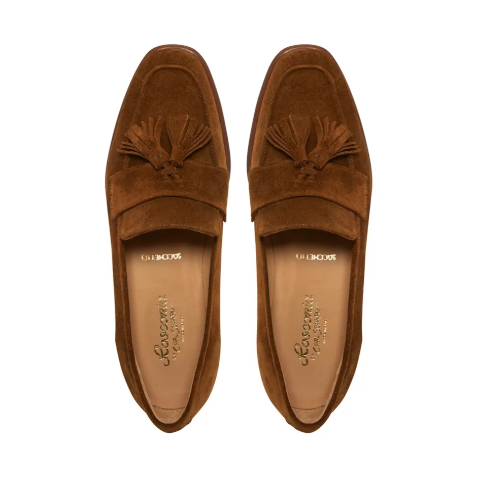 Tristini Tan Suede Low Block Heel Loafers<Carl Scarpa Cheap
