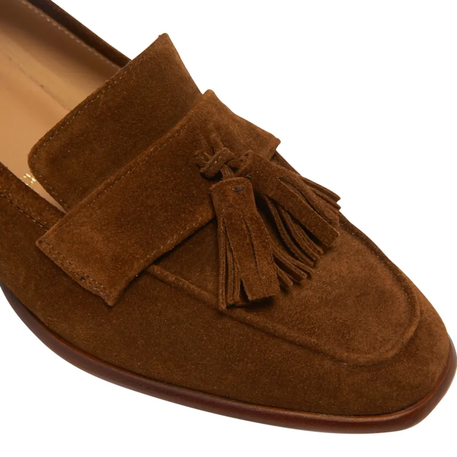 Tristini Tan Suede Low Block Heel Loafers<Carl Scarpa Cheap