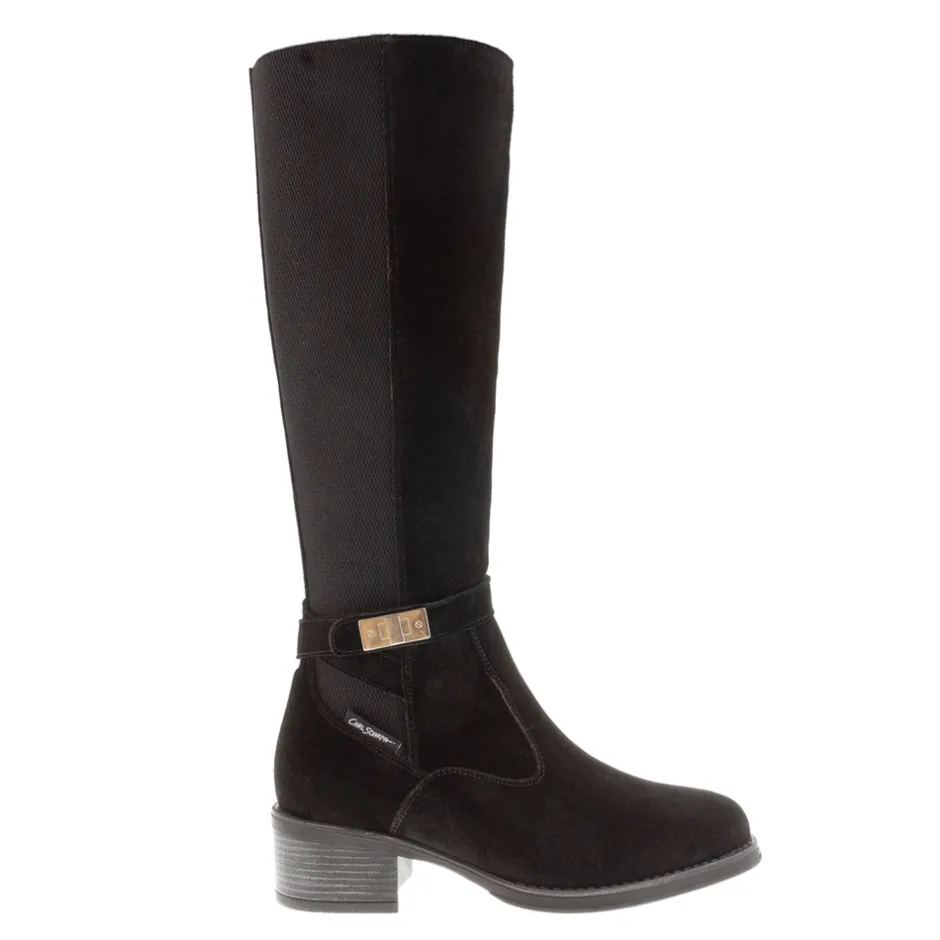 Tucci Black Suede Chunky Knee High Boots<Carl Scarpa Hot