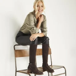 Tucci Brown Suede Chunky Knee High Boots<Carl Scarpa Cheap